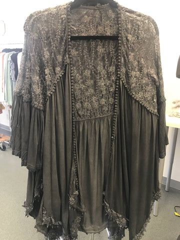 122 Dark gray lace kimono