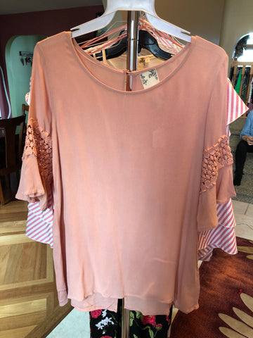 Blush Lace Sleeve Top