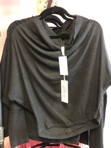 856 Black Waffled Long Sleeve