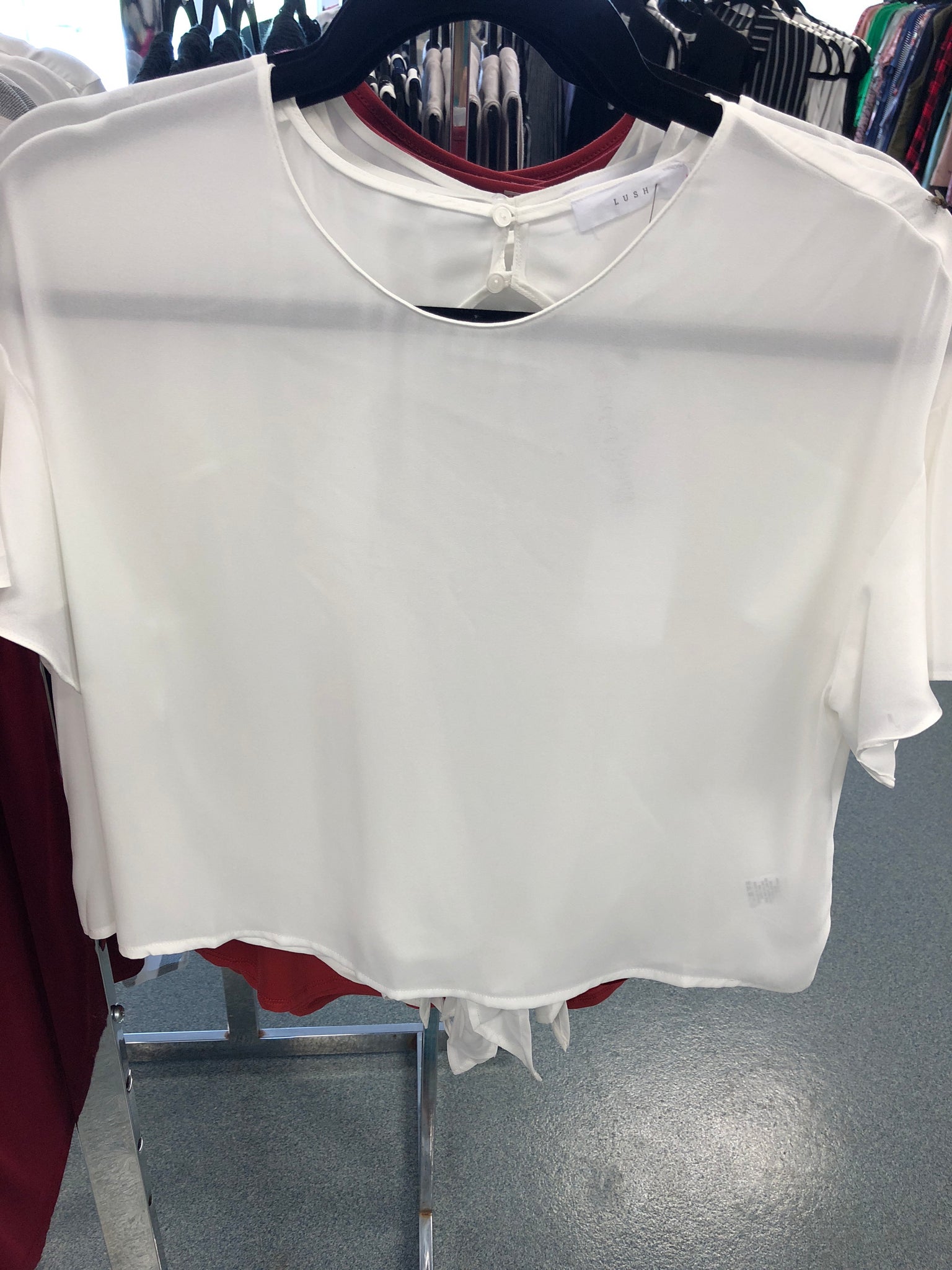 66 White Woven Back Cut Out Top