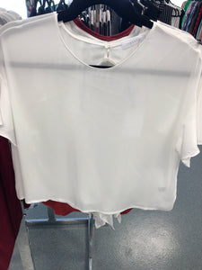 66 White Woven Back Cut Out Top