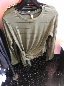 813 Olive & Black Long Sleeve W/Side Tie