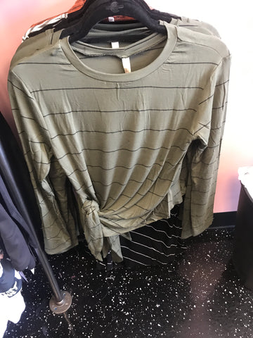 813 Olive & Black Long Sleeve W/Side Tie