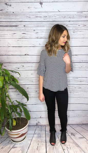Navy & White Stripe Tie Back