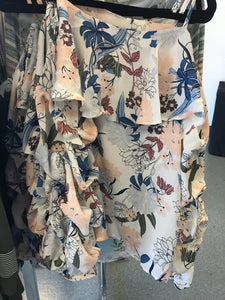 95 Floral ruffled sleeved cold shoulder
