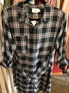 162 Black Waist Tie Shirt Dress