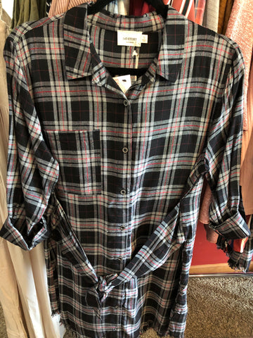 162 Black Waist Tie Shirt Dress