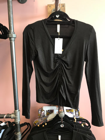 849 Black Ruched V-Neck