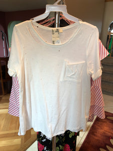 White Distressed Short Sleeve