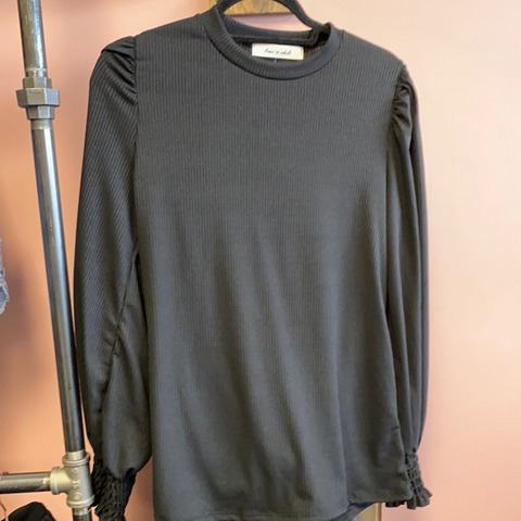 1424 Black Ribbed Long Sleeve