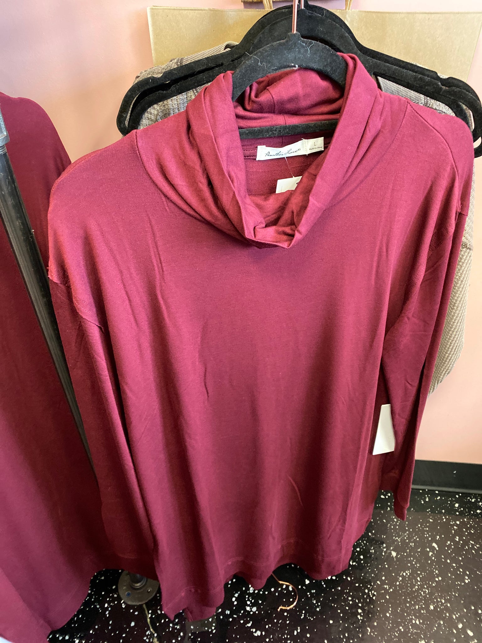 1041 Burgundy Cowl Dress