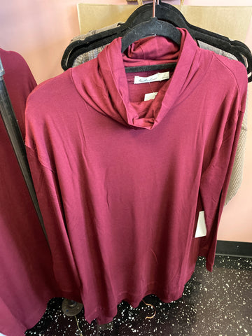 1041 Burgundy Cowl Dress