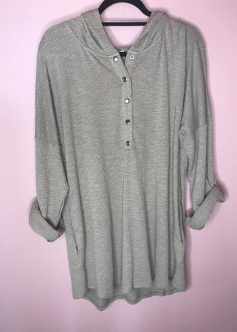 Taupe Button Down Hoodie