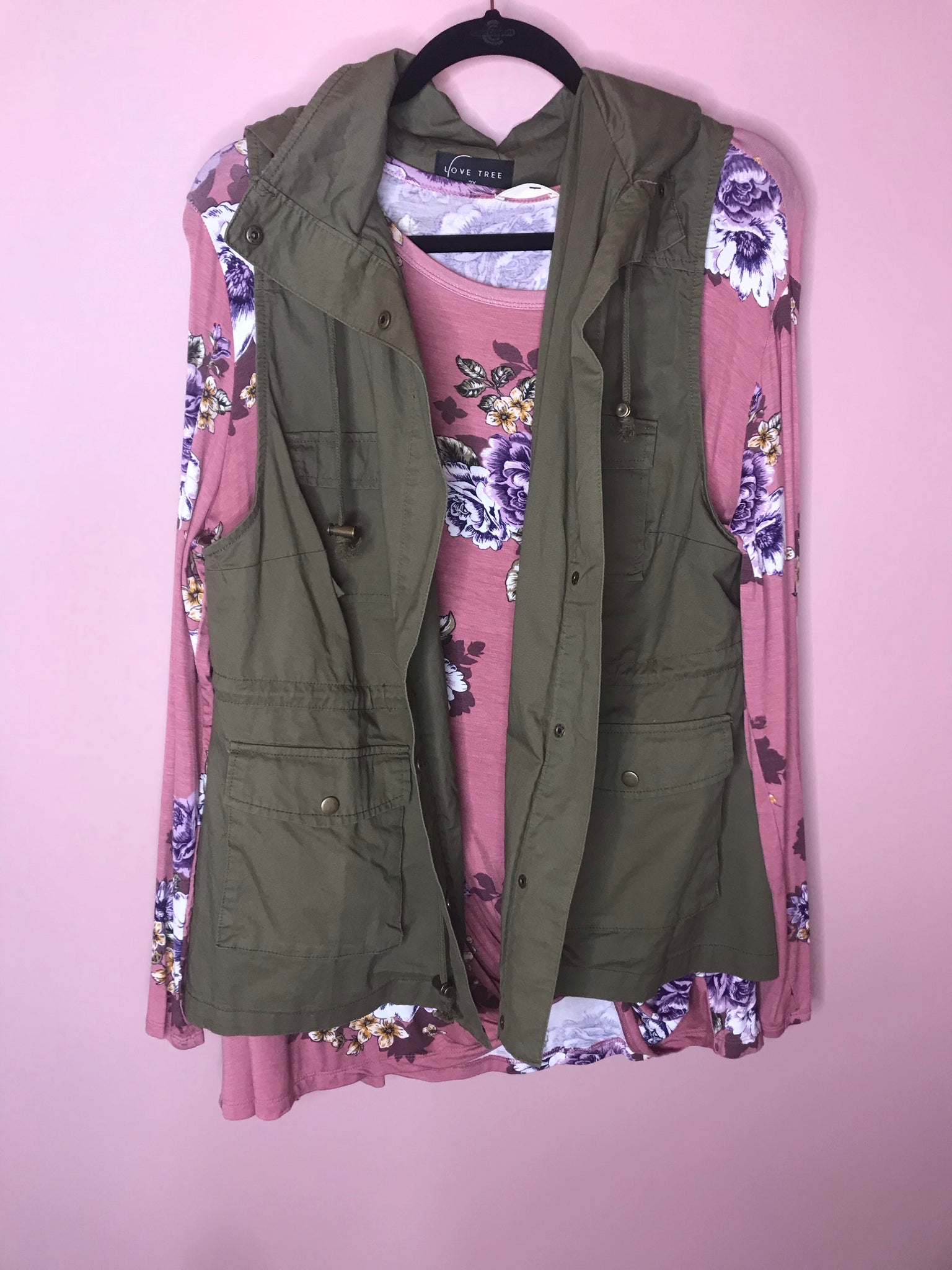 Olive Utility Vest Curvy