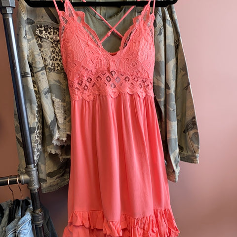 1606 Coral Petal Dress