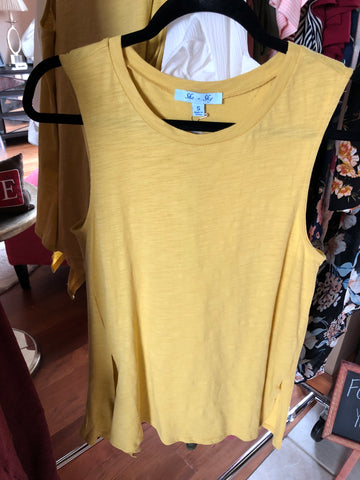 Mustard Sleeveless Top W/ Side Tie Detail