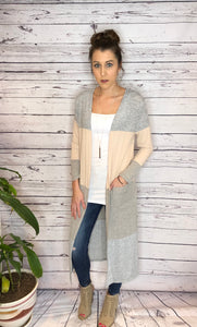 Light Taupe Long Sleeve Maxi Cardigan