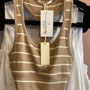 1600 Taupe Striped Tank Bra