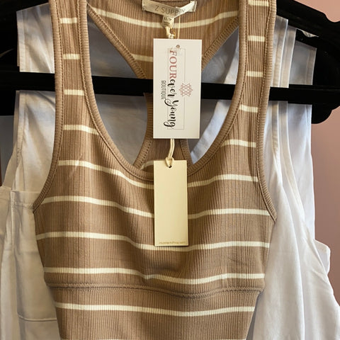 1600 Taupe Striped Tank Bra