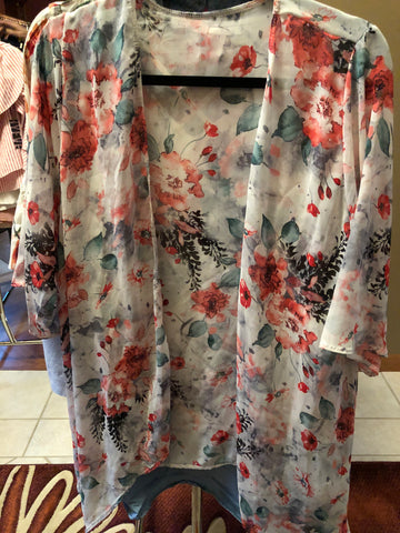 Ivory Floral Kimono