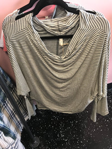 858 Charcoal Stripe Long Sleeve