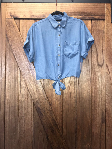 584 Denim Tie Top