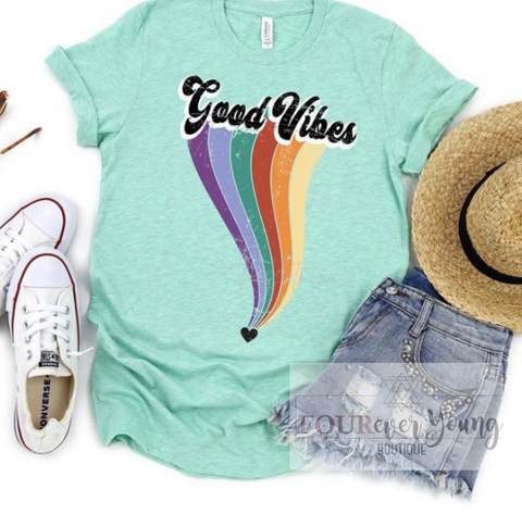 Good Vibes Rainbow Graphic Tee
