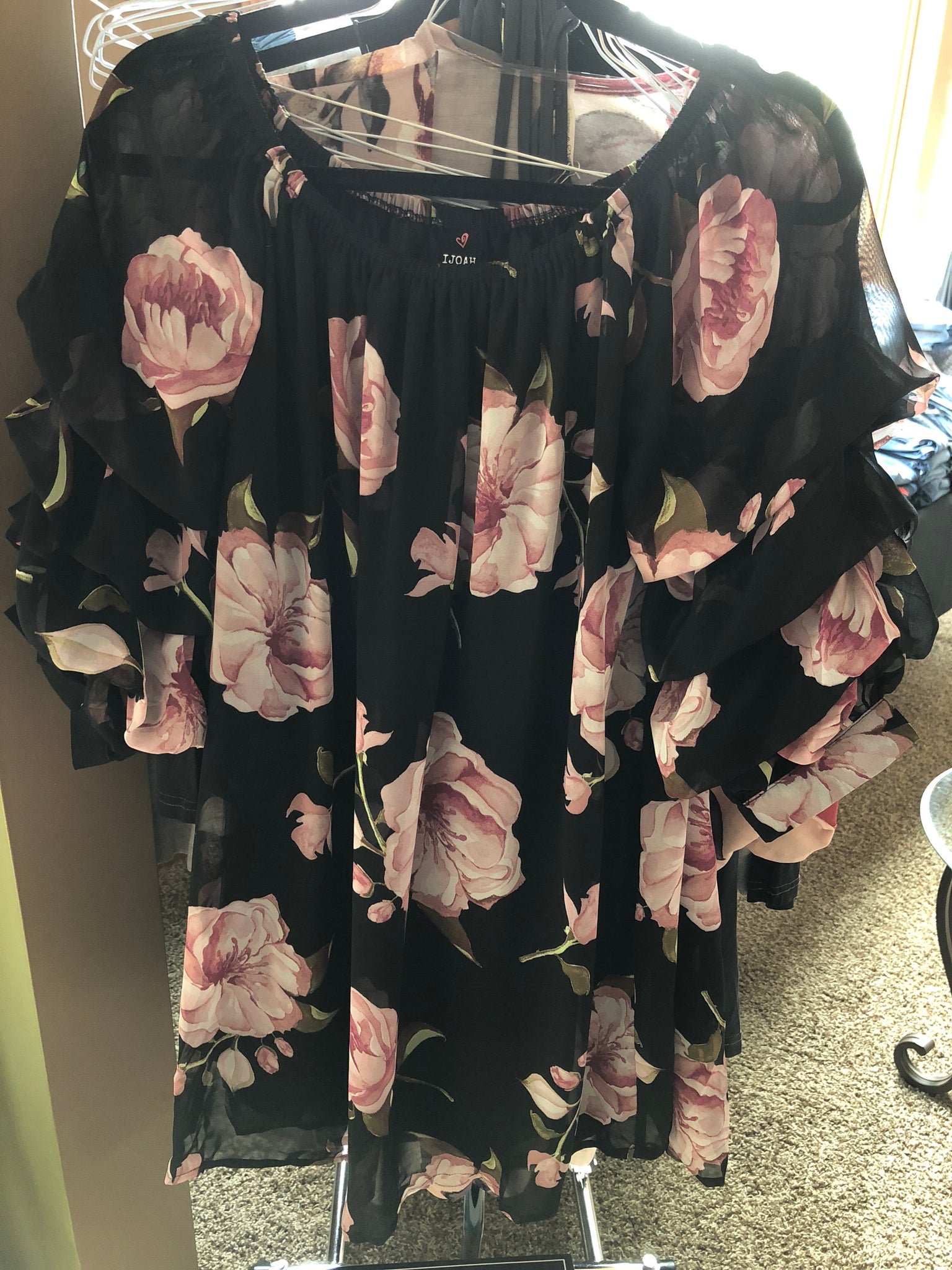 Black Floral Off Shoulder Dress