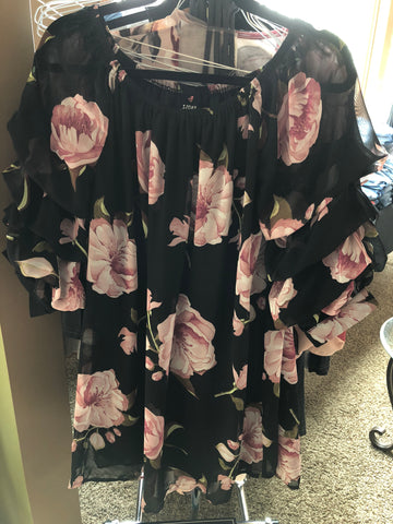 Black Floral Off Shoulder Dress