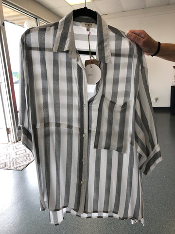 60 Black Stripe Button Up
