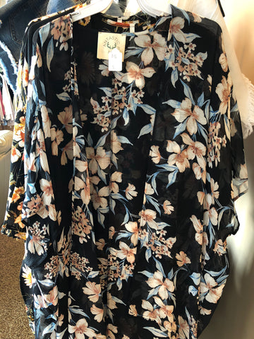 Black Floral Kimono