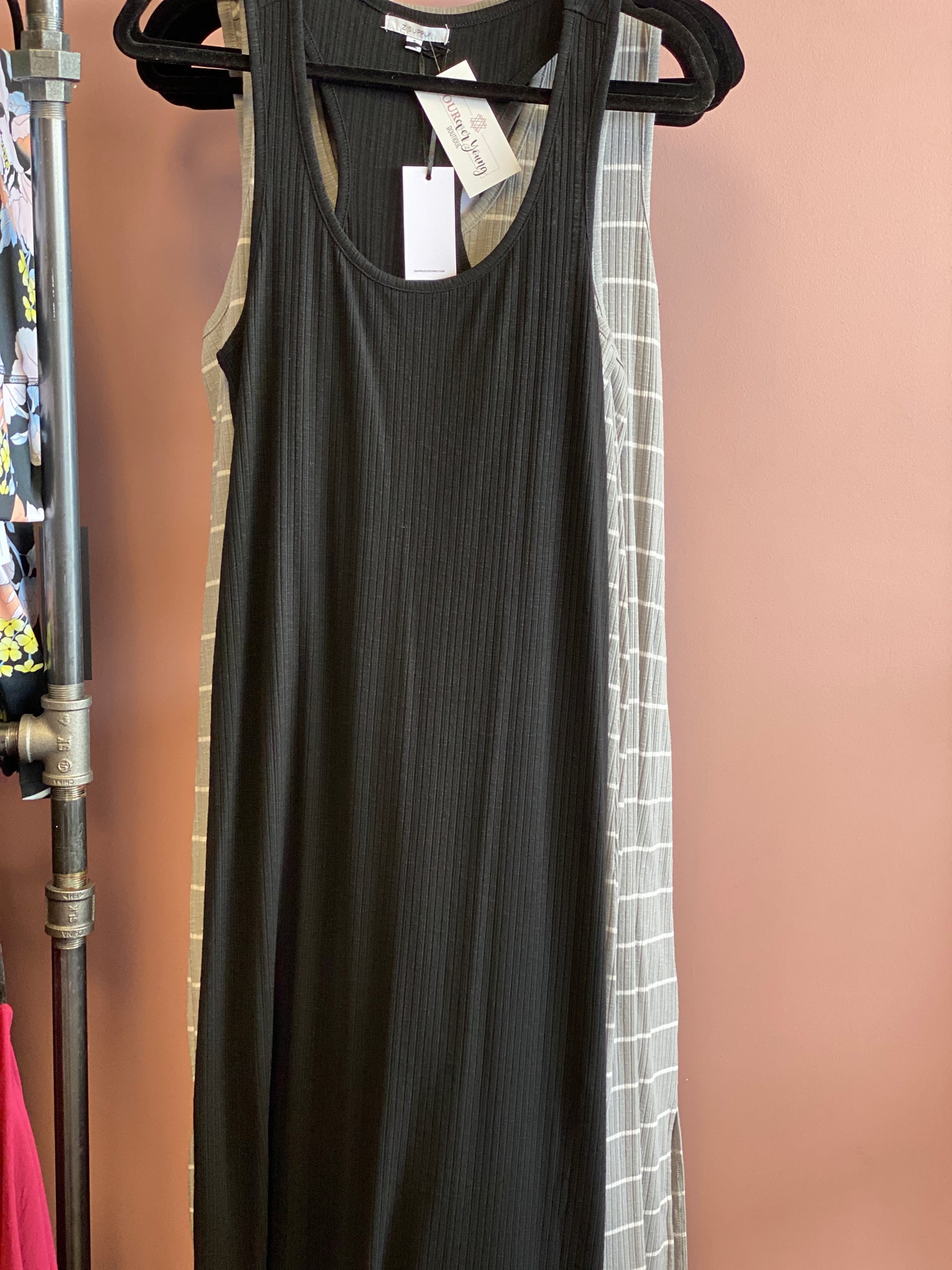 1178 Black Ribbed Tank Dress