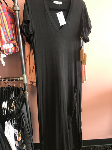 780 Black Fringe Maxi Dress