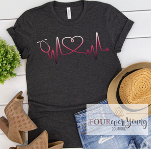 Healthcare Worker Heartbeat Graphic Tee