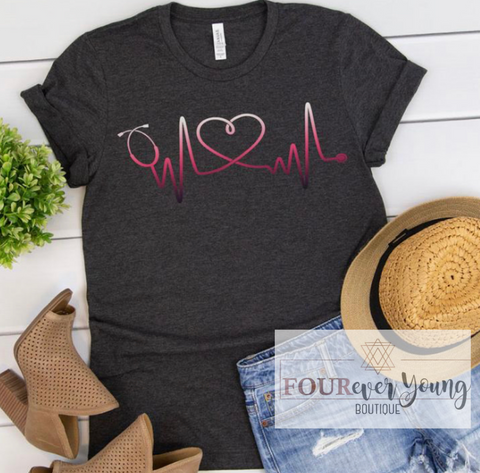 Healthcare Worker Heartbeat Graphic Tee