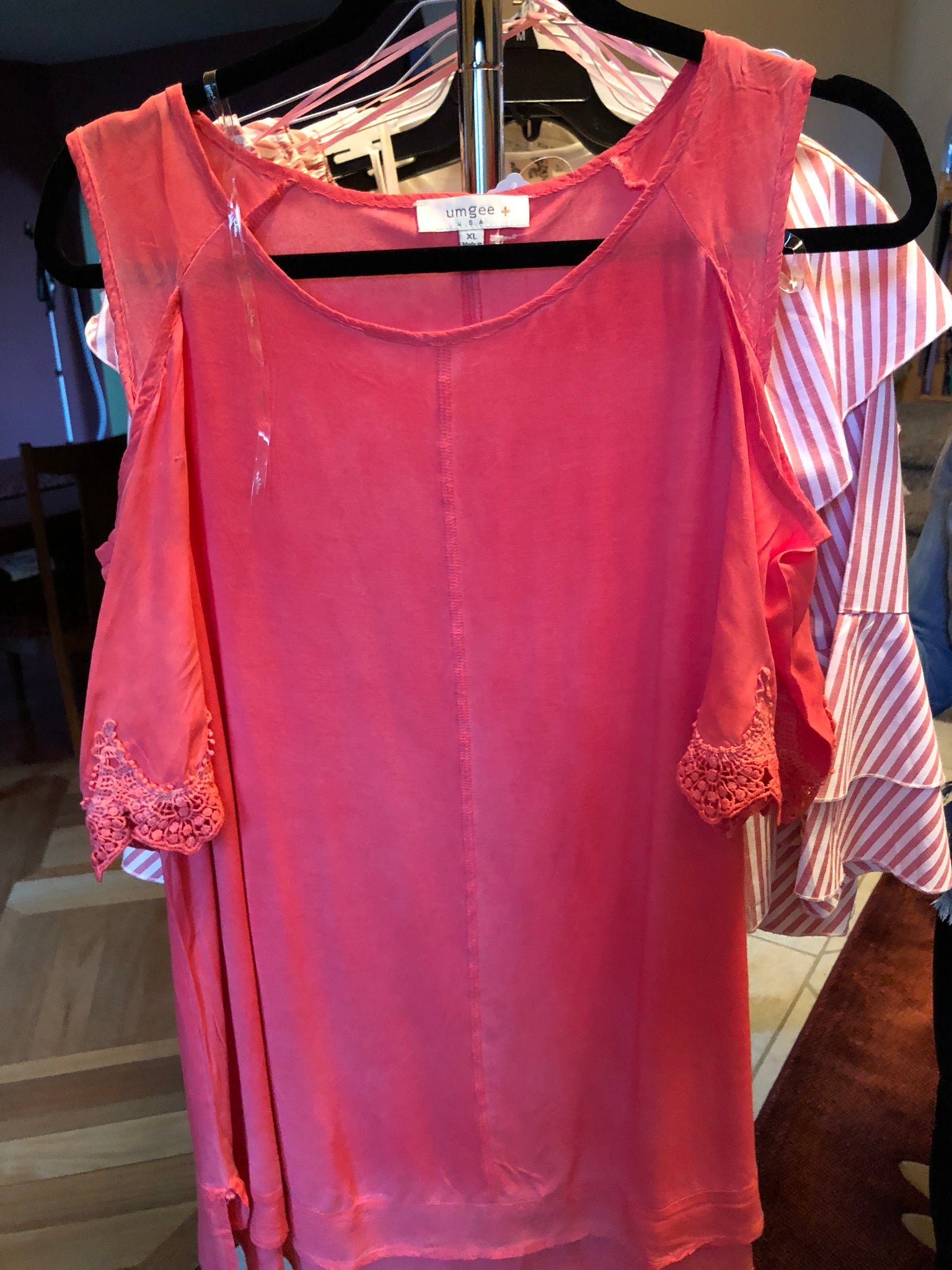 93 Coral Cold Shoulder Curvy