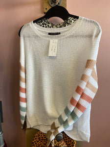 1181 Striped Sleeve Sweater