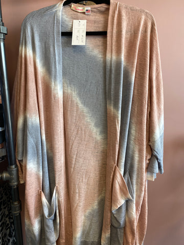 1254 Blush/Grey Tie Dye Cardigan