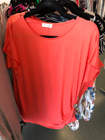 102 Coral Three Button Side Top