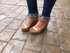 Pearl Rosegold Sandal Wedge
