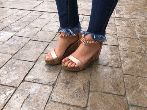 Pearl Rosegold Sandal Wedge
