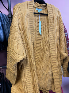 1022 Mustard Cable Knit Cardigan