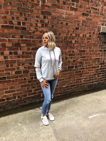 184 Grey Tribal String Hoodie