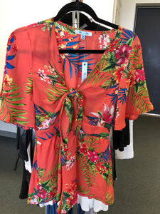 Orange Tropical Romper